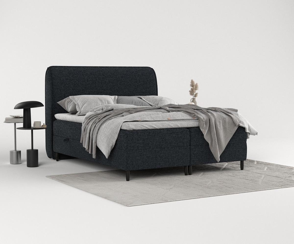 BOXBETT Lunaro 120/200 cm Anthrazit im Modesto Stoff - Anthrazit/Schwarz, Holz/Holzwerkstoff (120/200cm) - AltaBeds