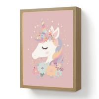 NACHTTISCHLAMPE MIT AKKU Einhorn - Rosa - Blumen 30x40 cm - Rosa, Holzwerkstoff (8/30/40cm) - OnlyWow