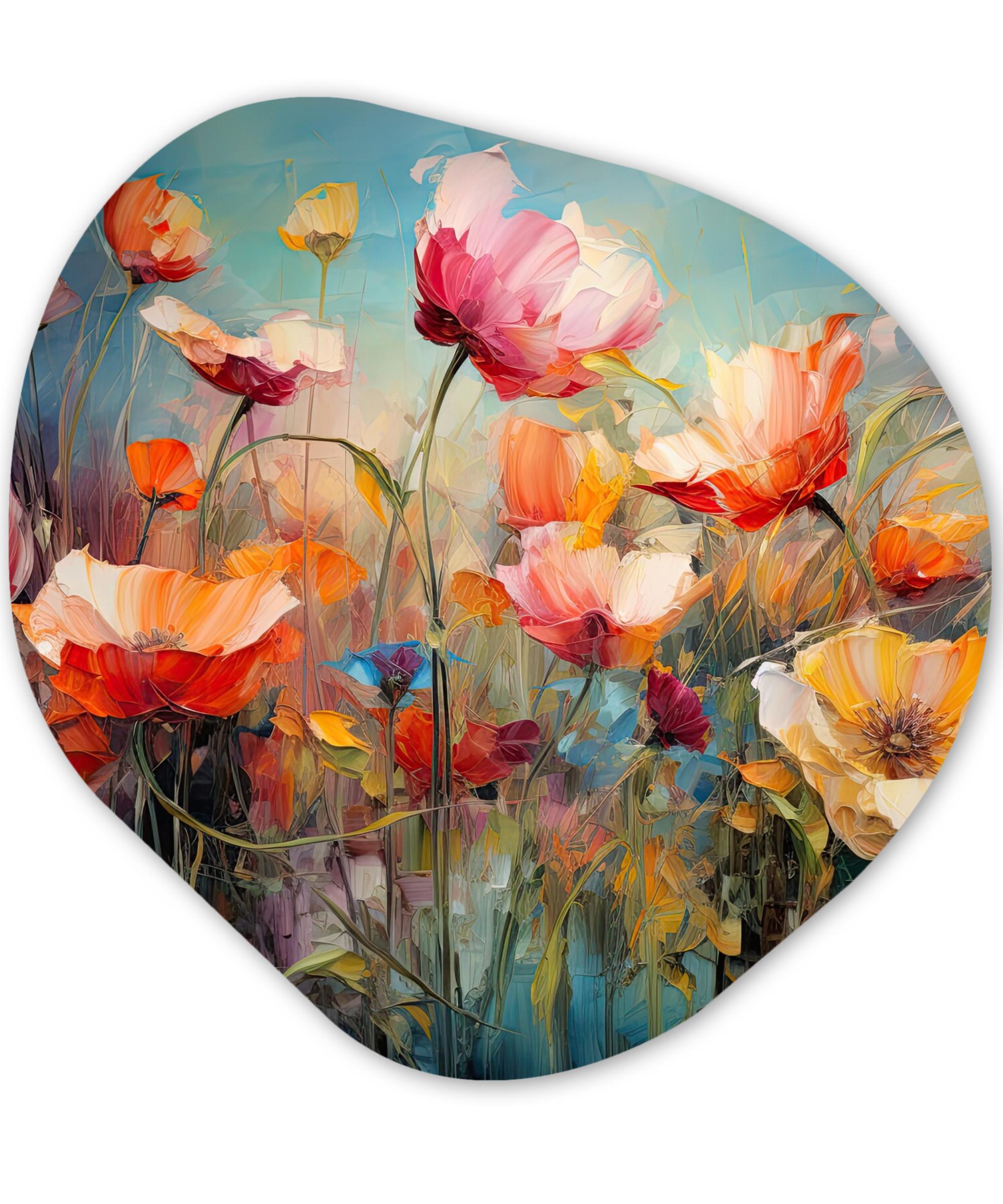 WANDBILD Blumen - Aquarell - Kunst - Botanisch - Natur Room Decor 90x90 cm - Orange, Kunststoff (90/90cm) - MuchoWow