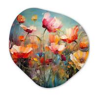 WANDBILD Blumen - Aquarell - Kunst - Botanisch - Natur Room Decor 90x90 cm - Orange, Kunststoff (90/90cm) - MuchoWow