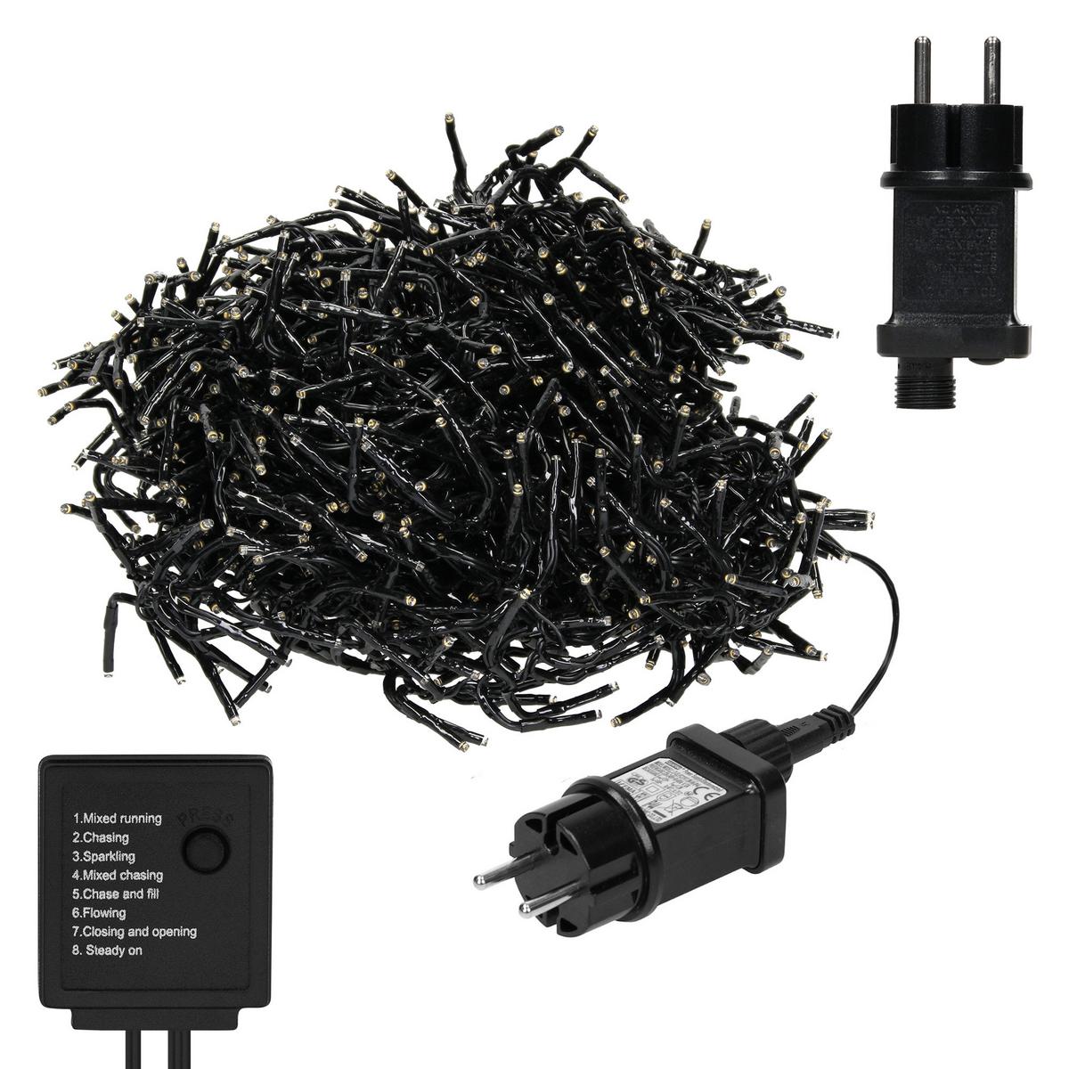 LICHTERKETTE Vorhang mit 480 LED Warmweiß - Schwarz, Kunststoff (200cm) - ECD-Germany