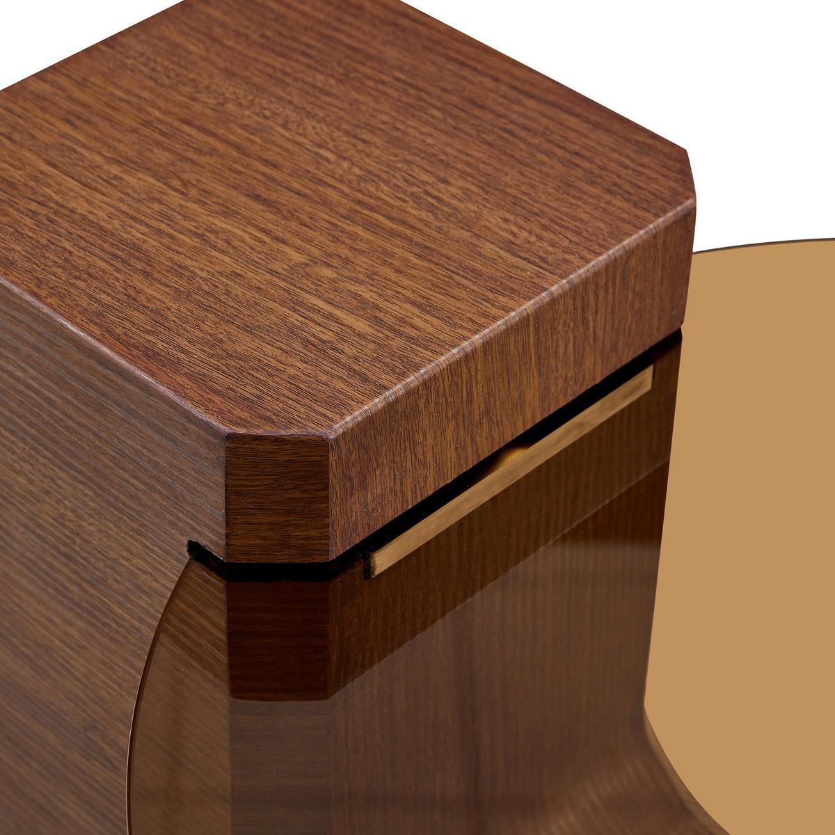 COUCHTISCH 2er-set nussbaum-optik & braunes glas trennbar - Walnussfarben, Holzwerkstoff (61/61/30cm) - Urban Meuble