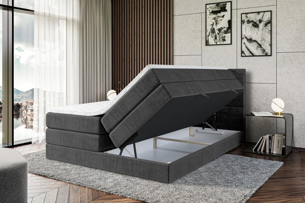 BOXSPRINGBETT ARDENI KING - 200x200 - H3/H4 - Schwarz - Schwarz, Holzwerkstoff (200/200cm) - ALTDECOR