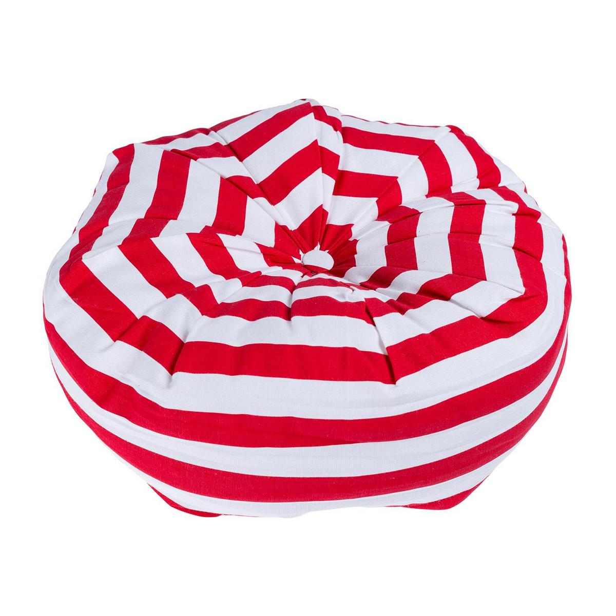 BODENKISSEN rund, rot-weiß gestreift, Ø 40/15 cm - Rot, Textil (40/40/15cm) - Homescapes