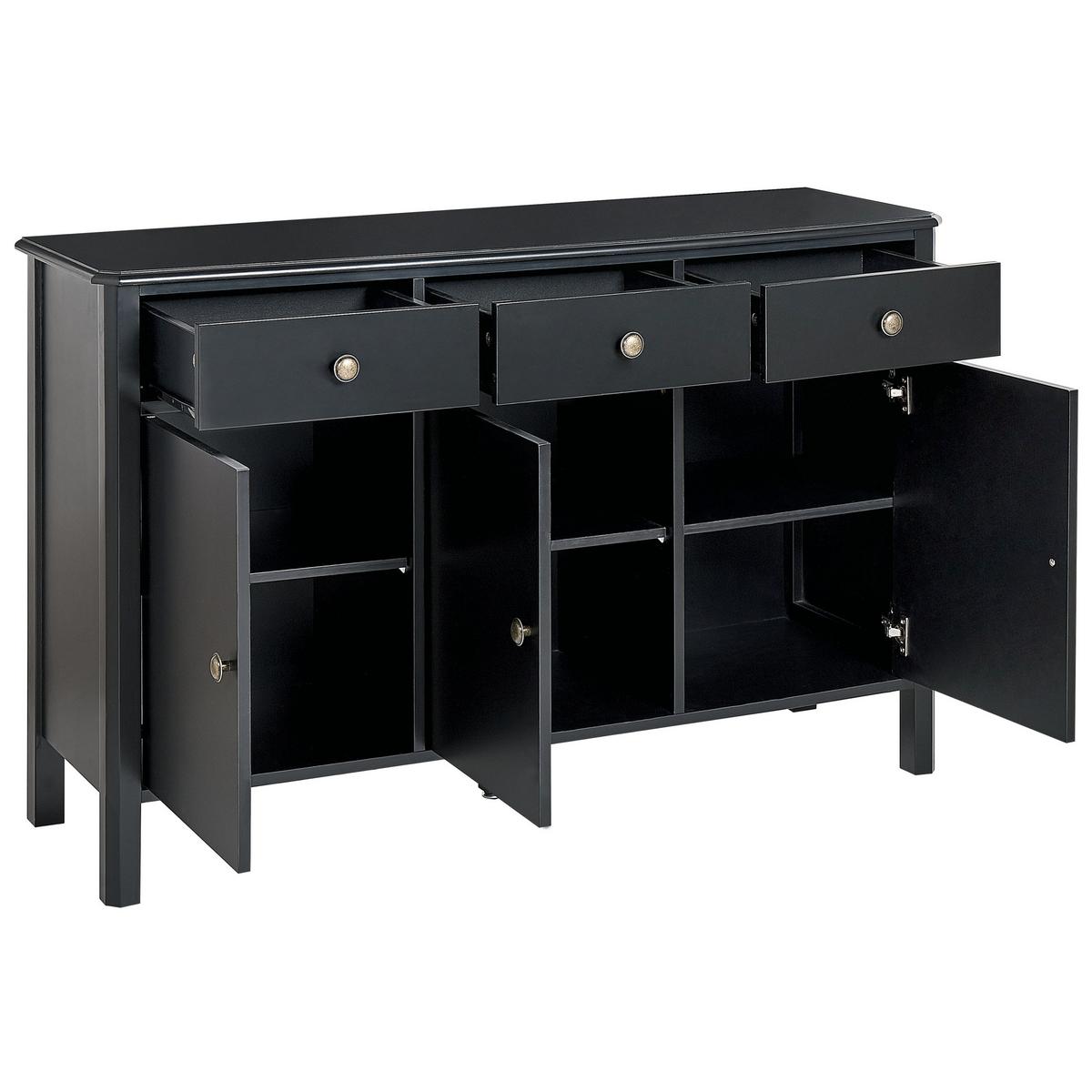 SIDEBOARD mit 3 Türen Schwarz Olate - Schwarz, Holzwerkstoff (120/75/39cm) - Beliani