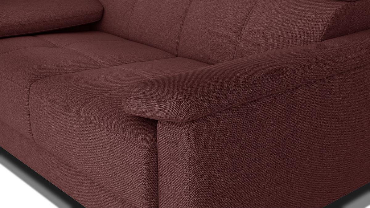 SOFA TAUNUS 2-Sitzer, bordeaux - Bordeaux/Schwarz, Holzwerkstoff/Textil (141/80/102cm) - Wozimo