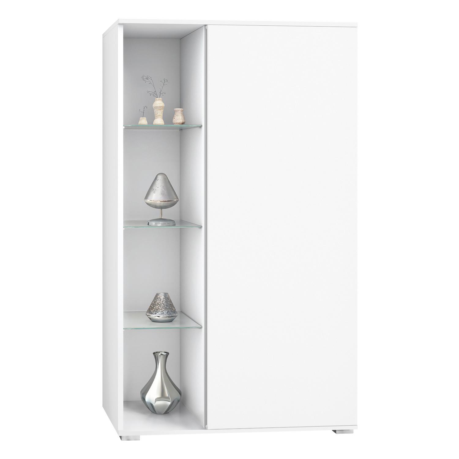 VITRINE Davos Weiß matt - Weiß, Holzwerkstoff (71.5/134/35cm) - Vladon