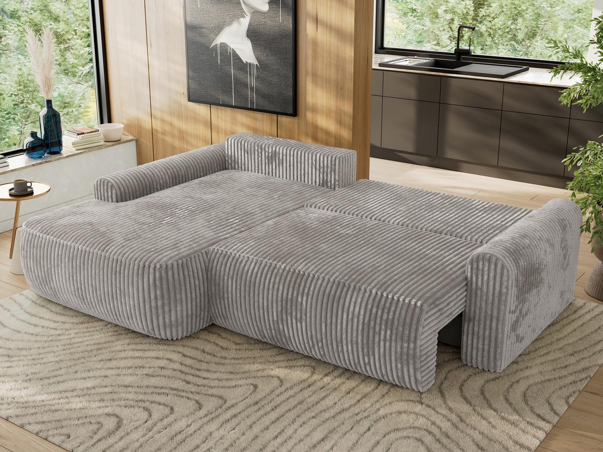 ECKSCHLAFSOFA CUBO L Grau Cord - links - Schwarz/Grau, Kunststoff/Textil (273/187cm) - MKS