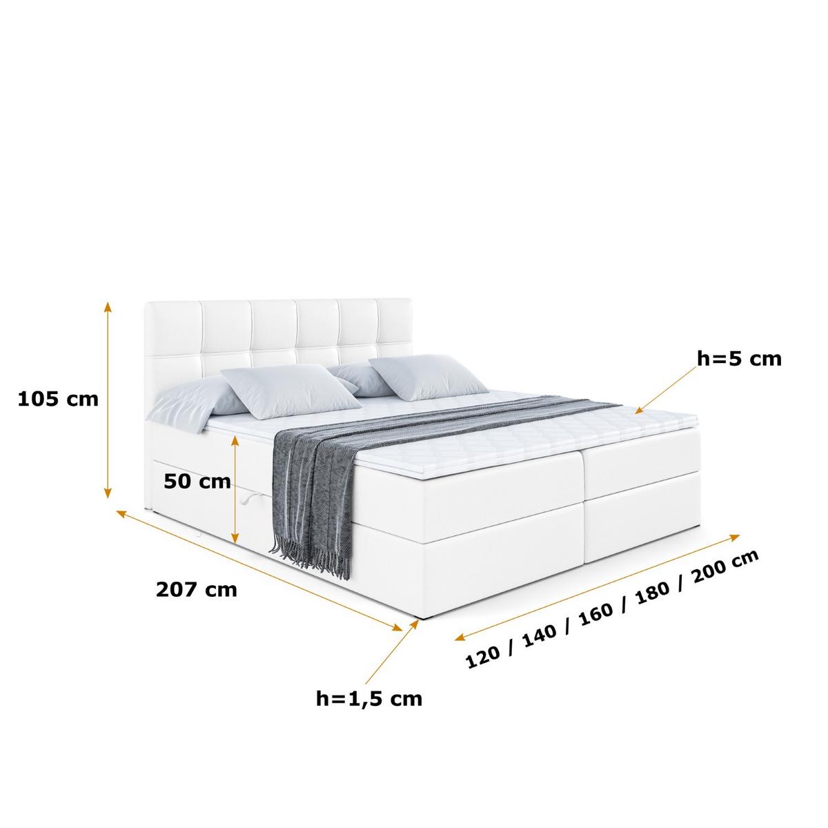 BOXBETT mit Matratze H3 und Lattenrost - MARCE - 140 x 200 cm - Weiß - Weiß Hochglanz, Holzwerkstoff (140/200cm) - ALTDECOR