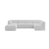 WOHNLANDSCHAFT Ottomane Links MOVO-L 345x180x78 cm Hellgrau Bouclé - Anthrazit, Holzwerkstoff/Kunststoff (345/78/180cm) - ALTDECOR