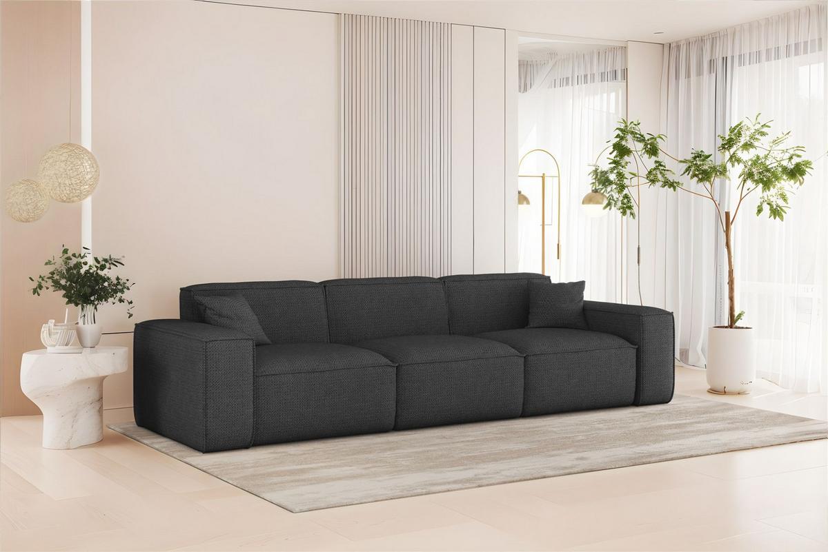 SOFASET Celes Premium 3-2-1 In Artico - Anthrazit, Holzwerkstoff/Textil (218/73/90cm) - Fun Möbel