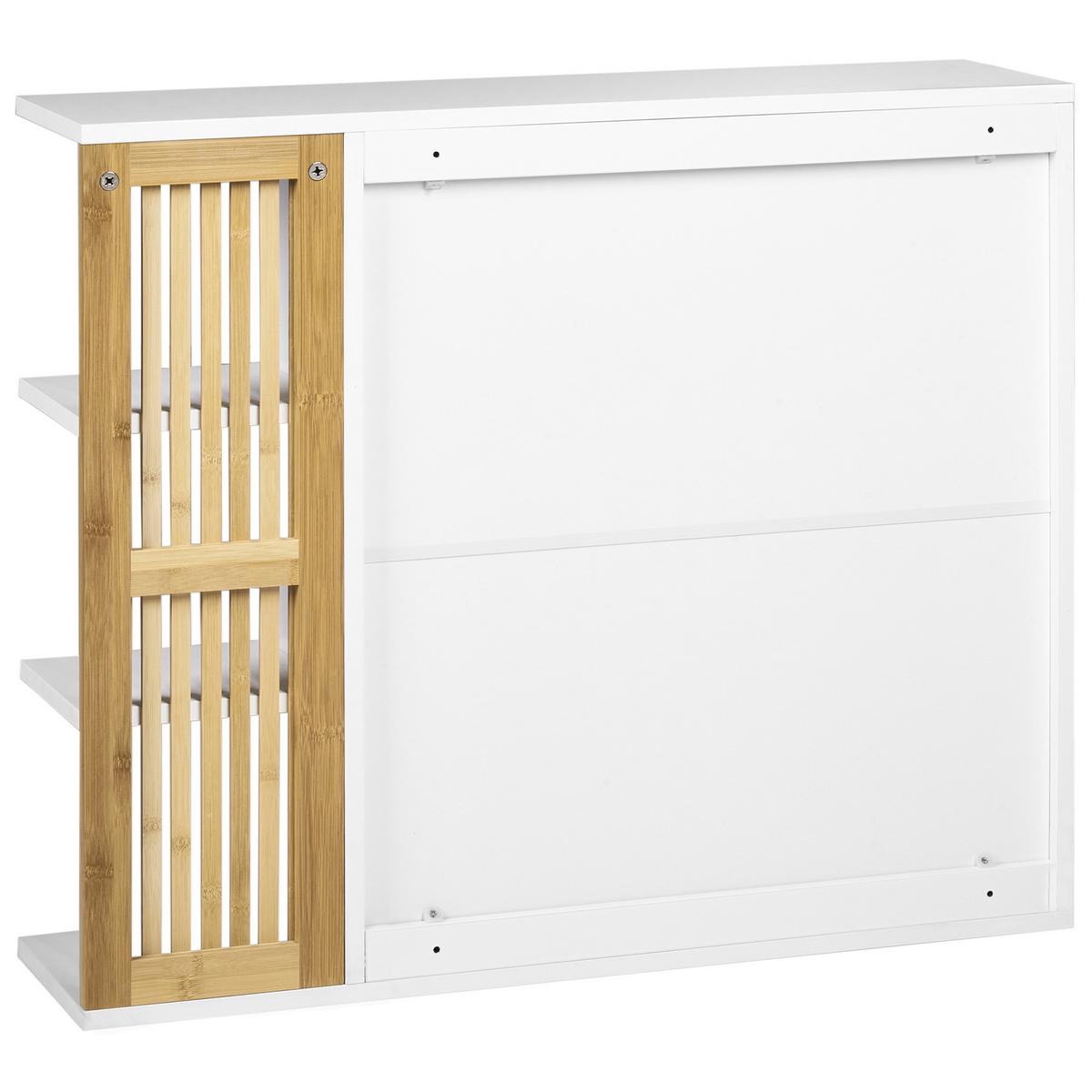 BAD-SPIEGELSCHRANK 80/70 cm Weiß Nubes - Weiß/Braun, Holzwerkstoff (80/70/21cm) - Beliani