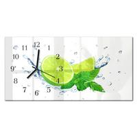 WANDUHR aus Glas 60x30 cm - Zitronenminze - Grün, Glas (60/30/0.4cm) - TULUP