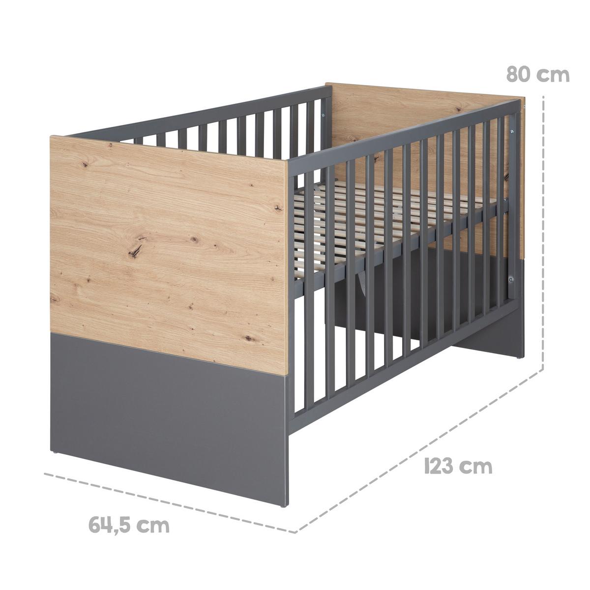 BABYMÖBEL SET Anna 2-teilig - Anthrazit/Sonoma Eiche, Holz/Holzwerkstoff (120/98/60cm) - Roba