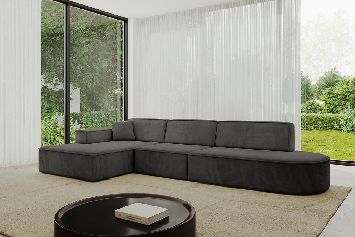 ECKSOFA Ottomane Links IREA-L2-v4 - 327x165x77 cm Ecru - Anthrazit, Holzwerkstoff/Textil (327/165cm) - ALTDECOR