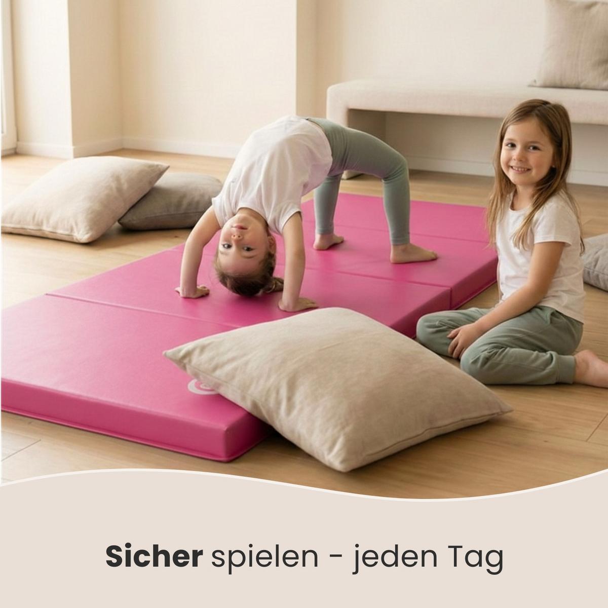 GYMNASTIKMATTE zum Wenden - 180/60/5 cm Faltbare Turnmatte - Pink, Kunststoff (60/180cm) - eyepower