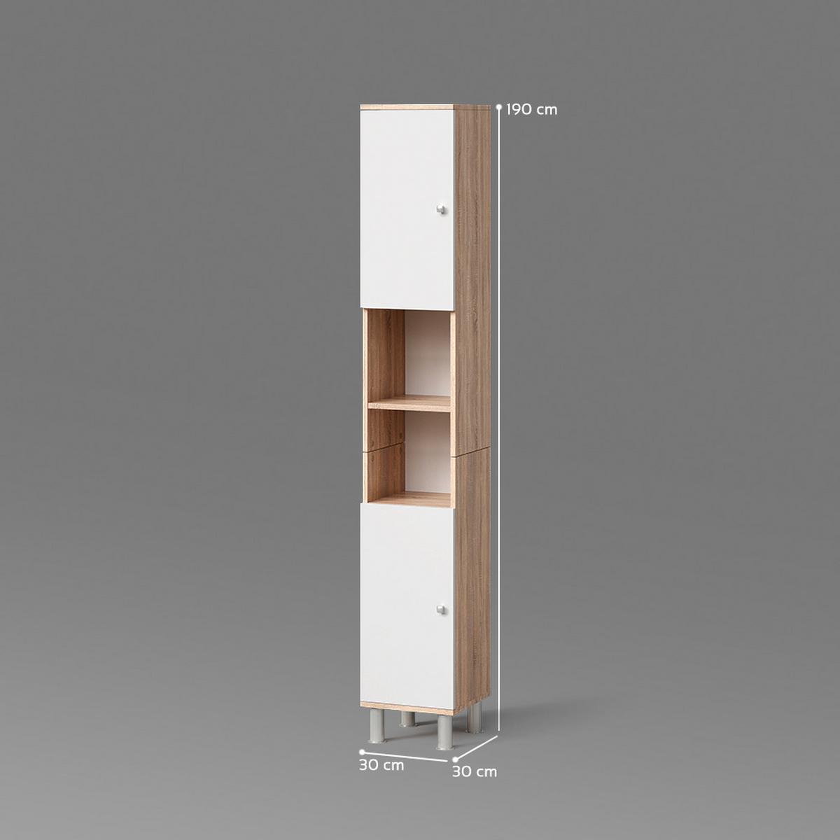 BADSCHRANK Fucino Sonoma 30 x 190 cm - Sonoma Eiche, Holzwerkstoff (30/190/30cm) - Livinity®