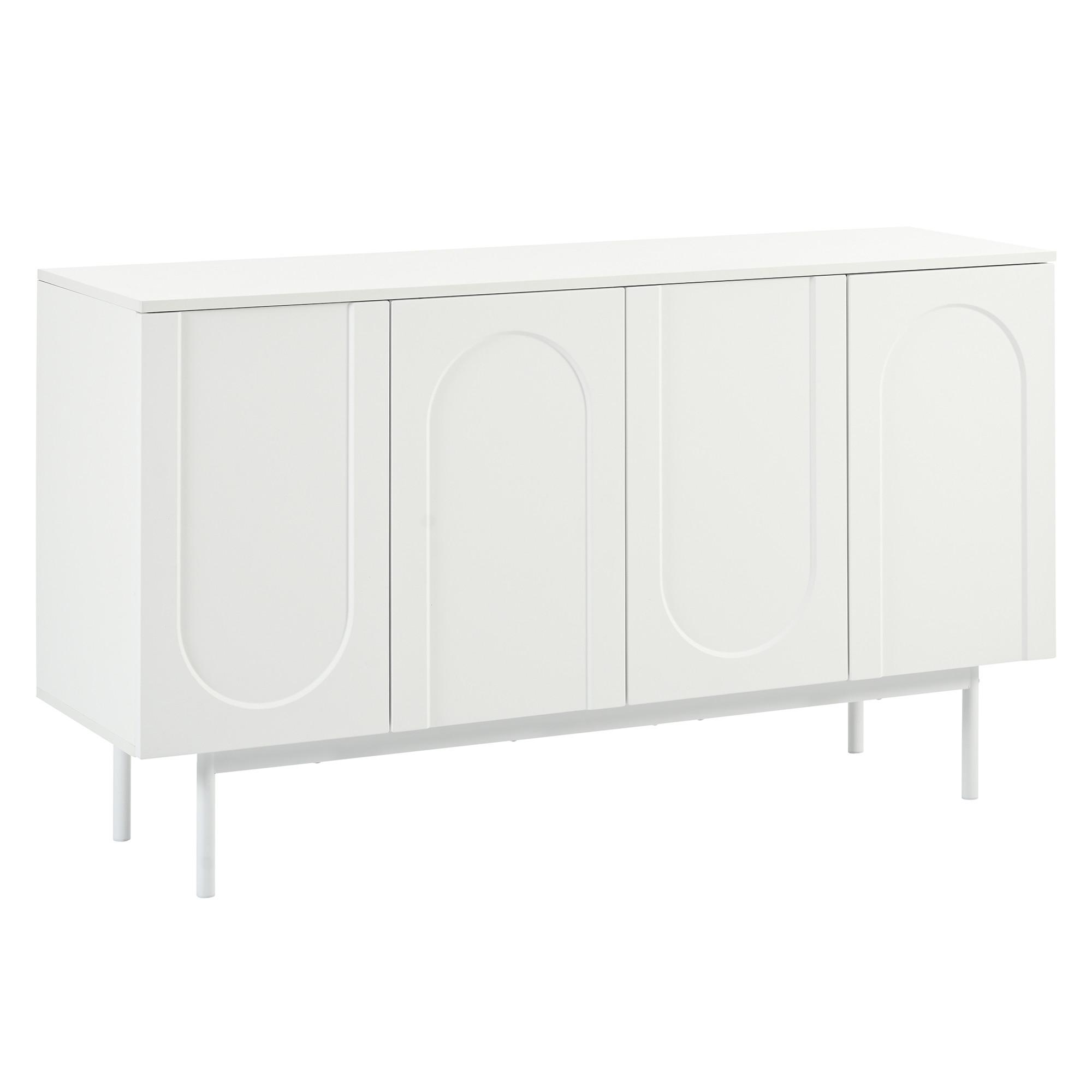 SIDEBOARD mit Druck-zu-Öffnen Türen, 140/42/80cm - Weiß, Holzwerkstoff (140/80/42cm) - Urban Meuble