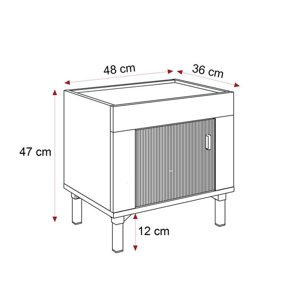 NACHTSCHRANK AVENA 48/36/47 cm Weiß/Eiche - Weiß, Holzwerkstoff/Kunststoff (48/47/36cm) - Idohome