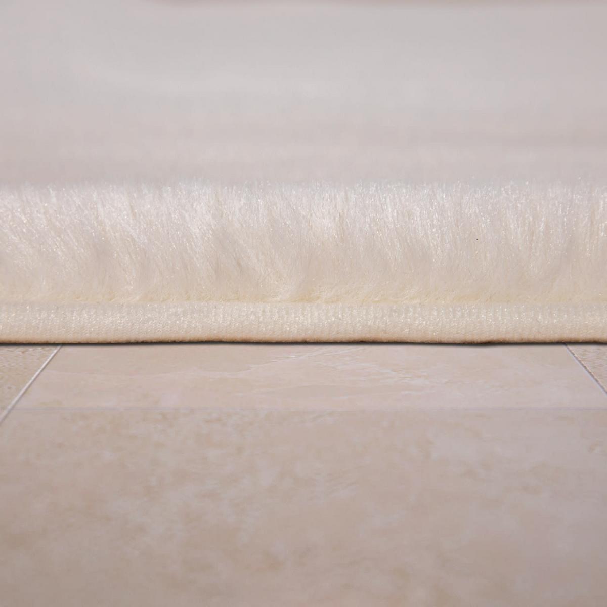 HOCHFLORTEPPICH Waschbar handgewebt, einfarbig, Creme, 50 x 80 cm - Creme, Textil (80/50cm) - KADIMA DESIGN