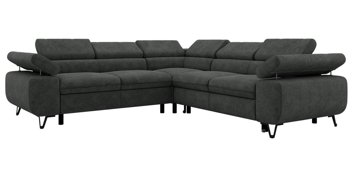 ECKSOFA QUADRO L - Dunkelgrau Stukture - Links Seite - Dunkelgrau/Schwarz, Textil/Metall (269/269cm) - MKS