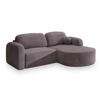ECKSOFA AMILIA M R-S Lila Velours-Stoff mit Schlaffunktion - Lila, Holz (263/174cm) - MASSENO