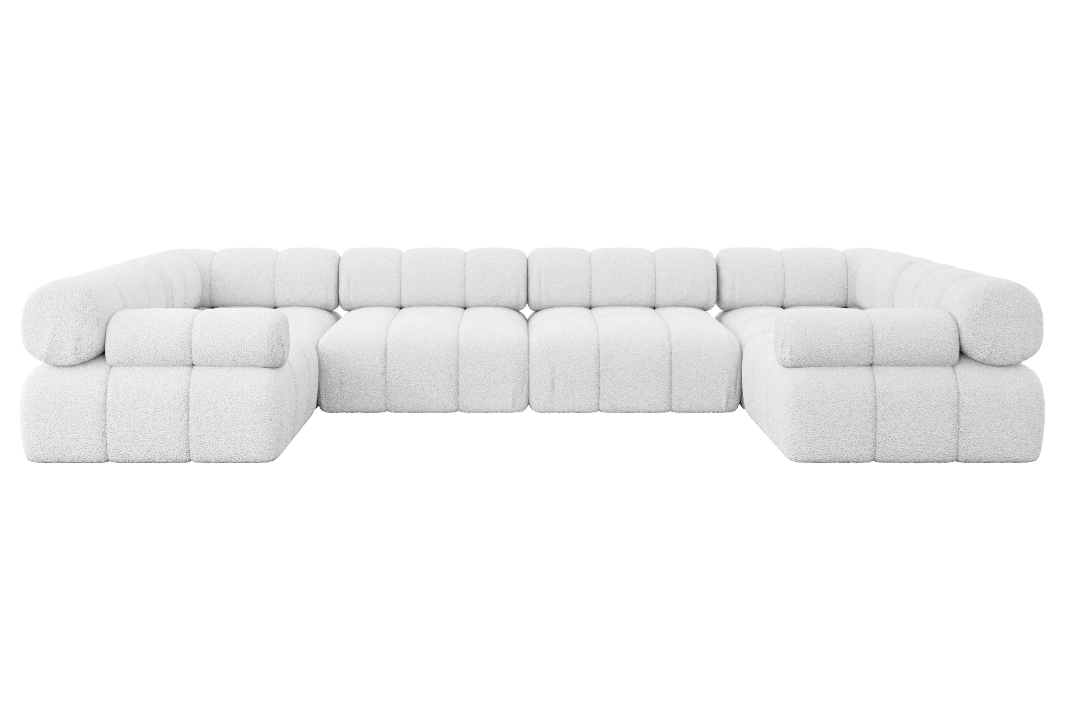 WOHNLANDSCHAFT modulares Sofa Birno-U2 - 380x190x70 cm Weiß Bouclé - Weiß, Holzwerkstoff/Textil (380/70/190cm) - ALTDECOR