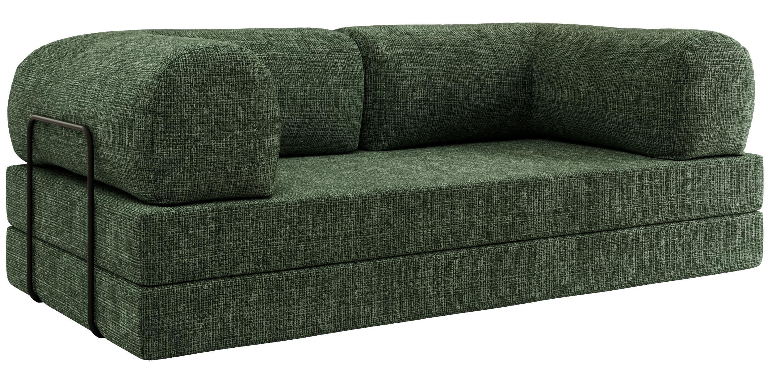 3-SITZER SOFA ORSETTO - Dunkelgrün Schenille grob gewebt - Dunkelgrün/Schwarz, Textil/Metall (200/70/100cm) - MKS