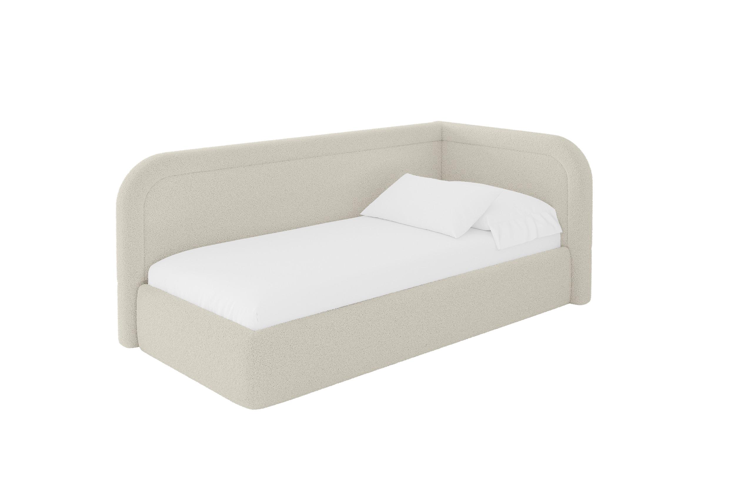 EINZELLBETT Jugendbett mit Bettkasten, Links - JOVY 100x200 Beige - Champagner, Holzwerkstoff/Textil (100/200cm) - ALTDECOR