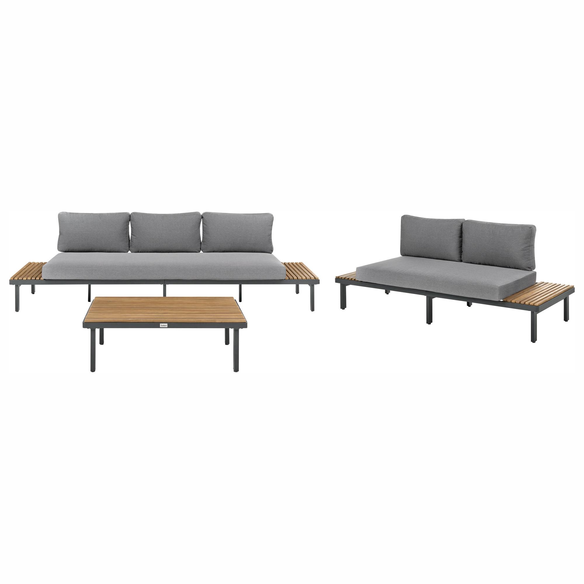 LOUNGE-SET mit Tisch 5-Sitzer Akazienholz Dunkelgrau Fivizzano - Dunkelgrau/Braun, Holz - Beliani