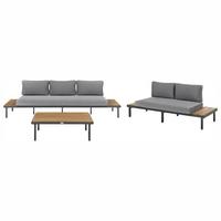 LOUNGE-SET mit Tisch 5-Sitzer Akazienholz Dunkelgrau Fivizzano - Dunkelgrau/Braun, Holz - Beliani