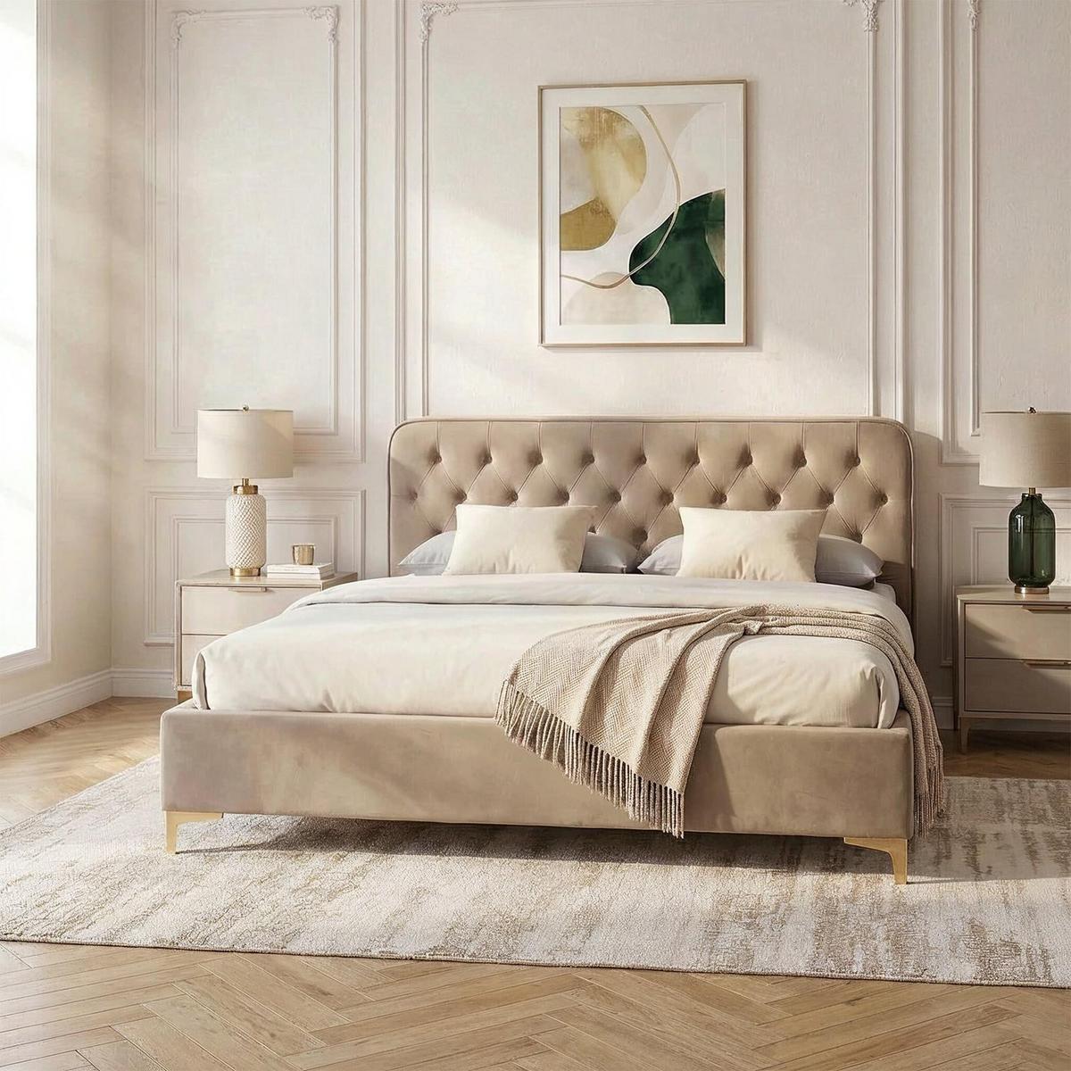POLSTERBETT GLAMOUR 140x200 cm beige - Beige, Textil (140/200cm) - CARO-Möbel