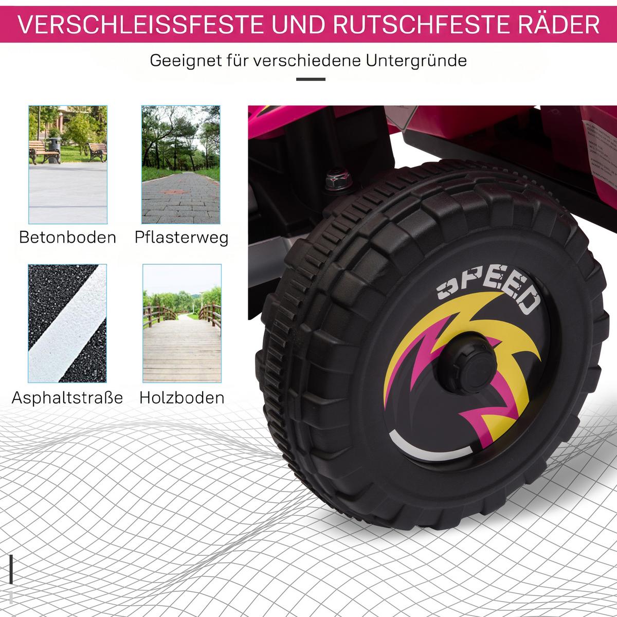 KINDER-ELEKTRO-QUAD Kunststoff Metall Rosa - Rosa, Kunststoff (72/40/45.5cm) - HOMCOM