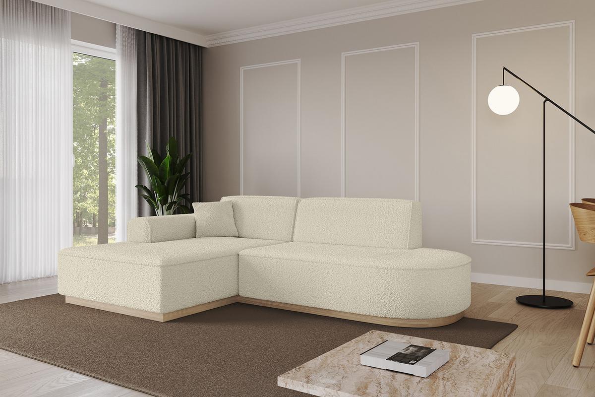 ECKSOFA Ottomane Links IREA-L1 - 232x165x80 cm Beige - Hellbraun/Creme, Holzwerkstoff/Textil (232/165cm) - ALTDECOR