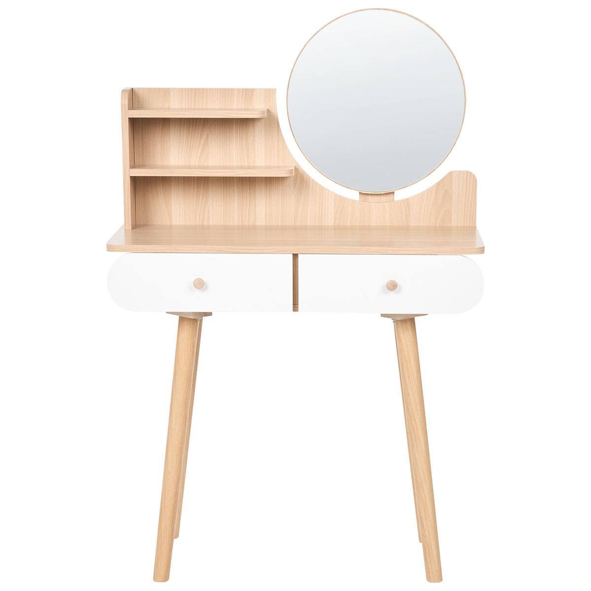 SCHMINKTISCH mit Spiegel Hellbraun Chambly - Hellbraun, Holzwerkstoff (80/120/40cm) - Beliani