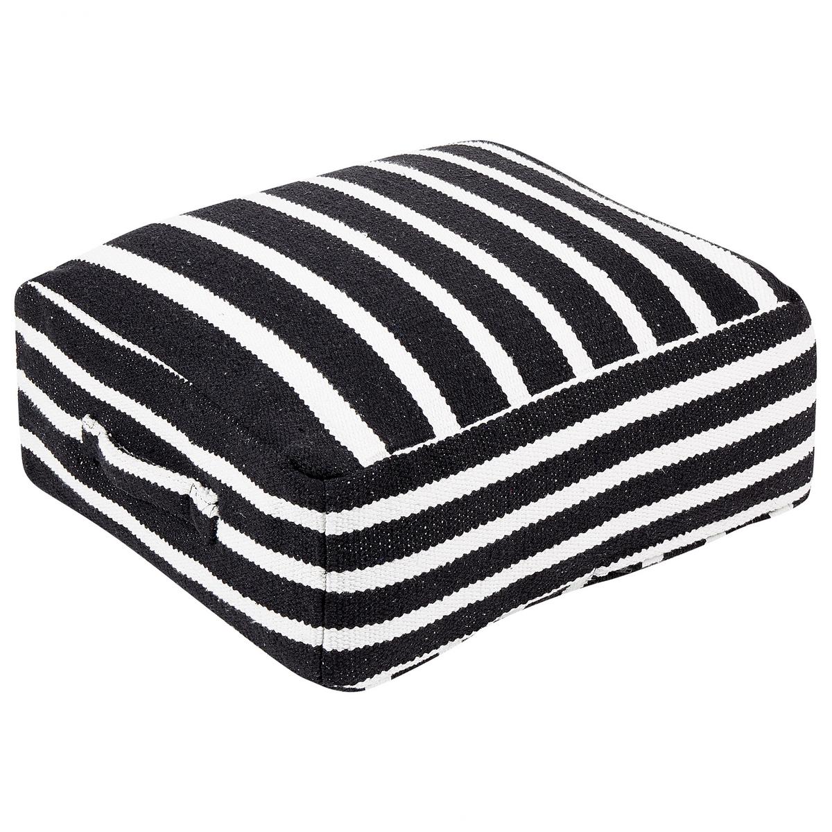BODENKISSEN Settat 50/50/20 cm - Schwarz, Naturmaterialien/Textil (50/20/50cm) - Beliani