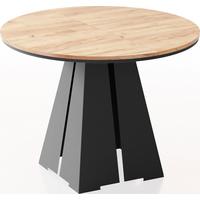 ESSTISCH Kova runder ausziehbarer, Craft Eiche 100-180/100/76 cm - Eiche Wotan/Schwarz, Holzwerkstoff/Metall (100/176/76cm) - WFL GROUP