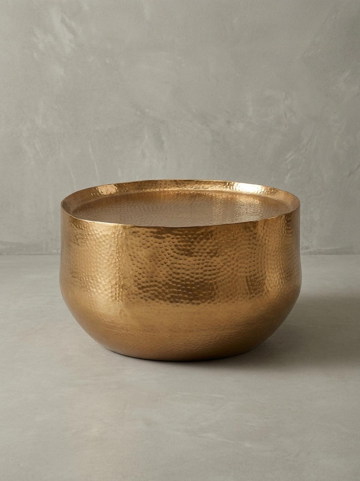 COUCHTISCH Orientalisch mit Hammerschlag-Struktur aus Aluminium und hohler Bauweise, Gold 60x60x35 cm - Goldfarben, Metall (60/60/35cm) - KADIMA DESIGN
