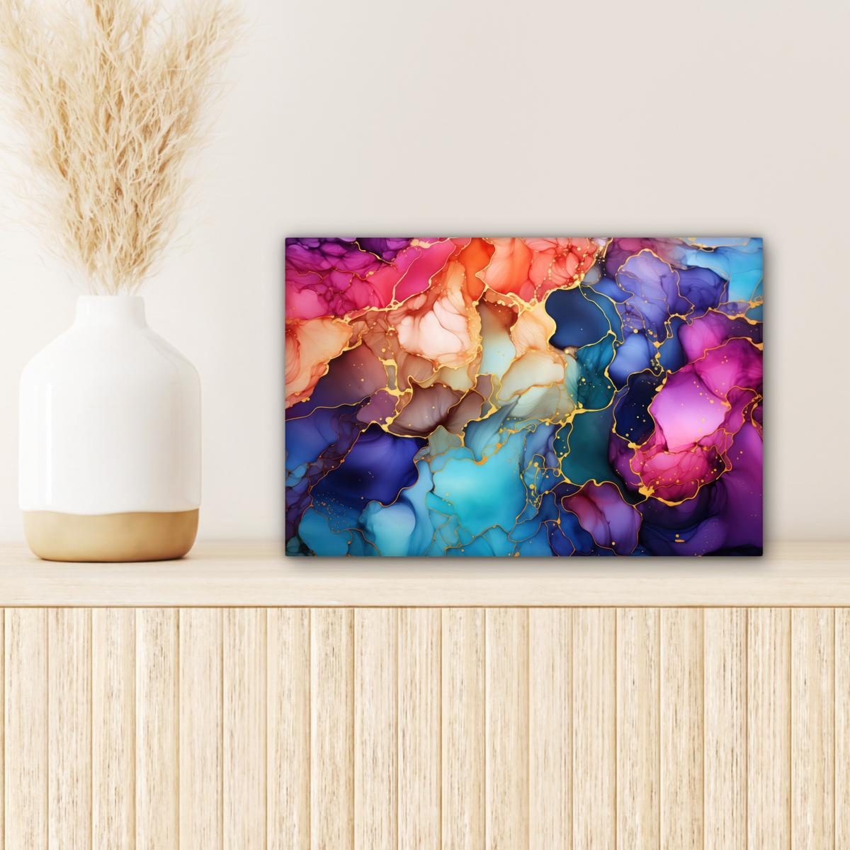 LEINWANDBILD Marmor - Bunt - Abstrakt Deko Schlafzimmer 30x20 cm - Multicolor, Textil (30/20cm) - MuchoWow