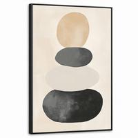 LEINWAND Bilder mit Rahmen - Japandi - Wabi sabi - Beige - 60x90 - Taupe, Textil (60/90cm) - MuchoWow