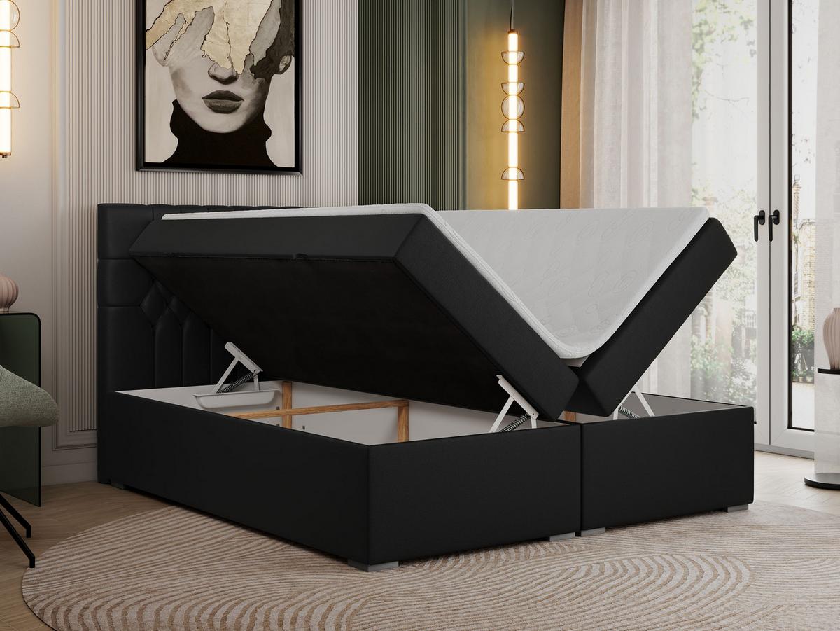 BOXBETT PERA 200/200 Schwarz Kunstleder - H3 - Schwarz, Holz/Textil (200/200cm) - MKS