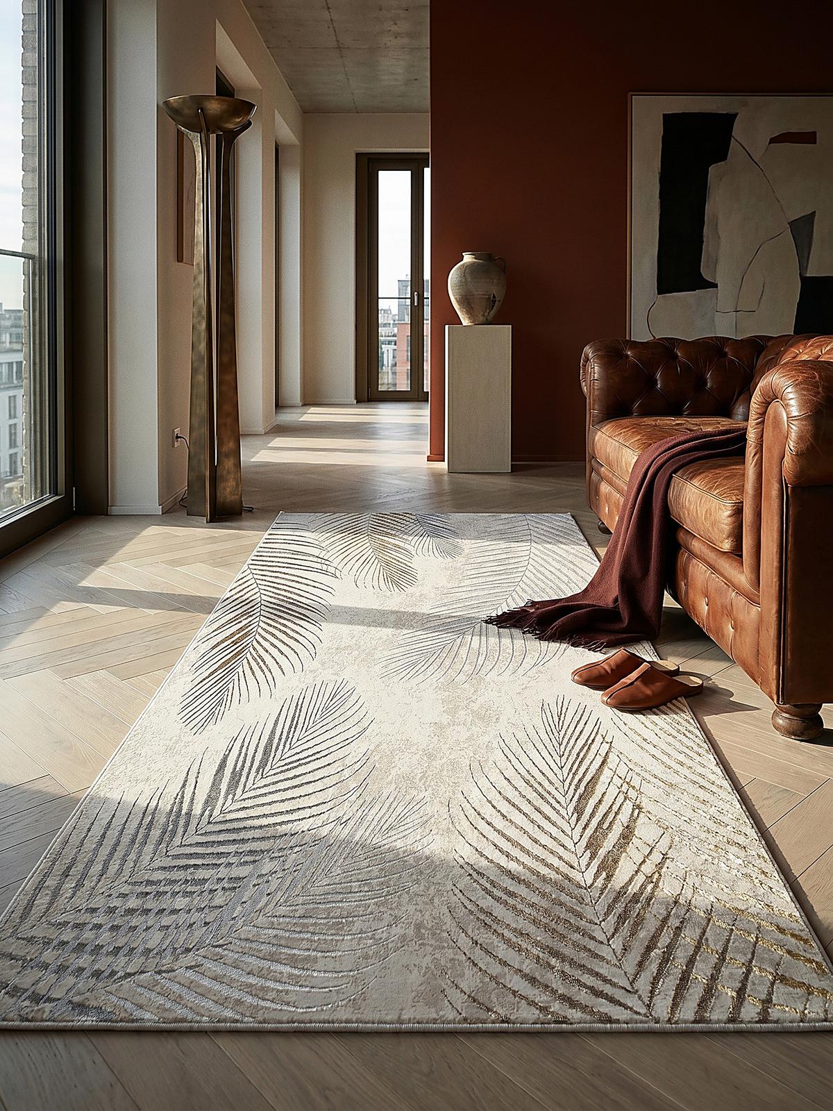 TEPPICHLÄUFER Floral KAVALA Polyester Creme 80 x 150 cm - Beige, Textil (80/150cm) - KADIMA DESIGN