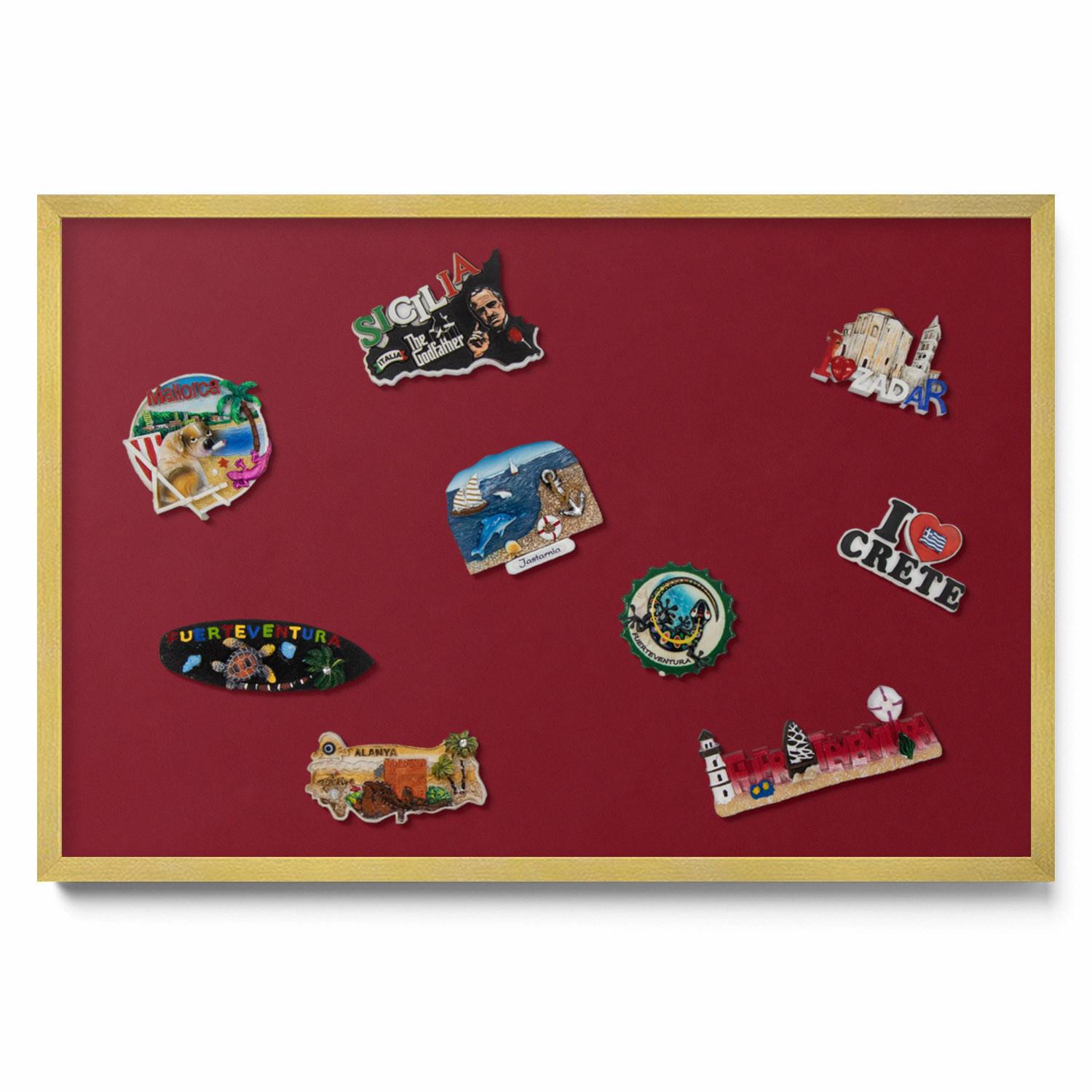 MAGNETTAFEL 60x40 cm Goldener Rahmen Burgunderrot - Bordeaux, Metall (60/50/0.4cm) - TULUP