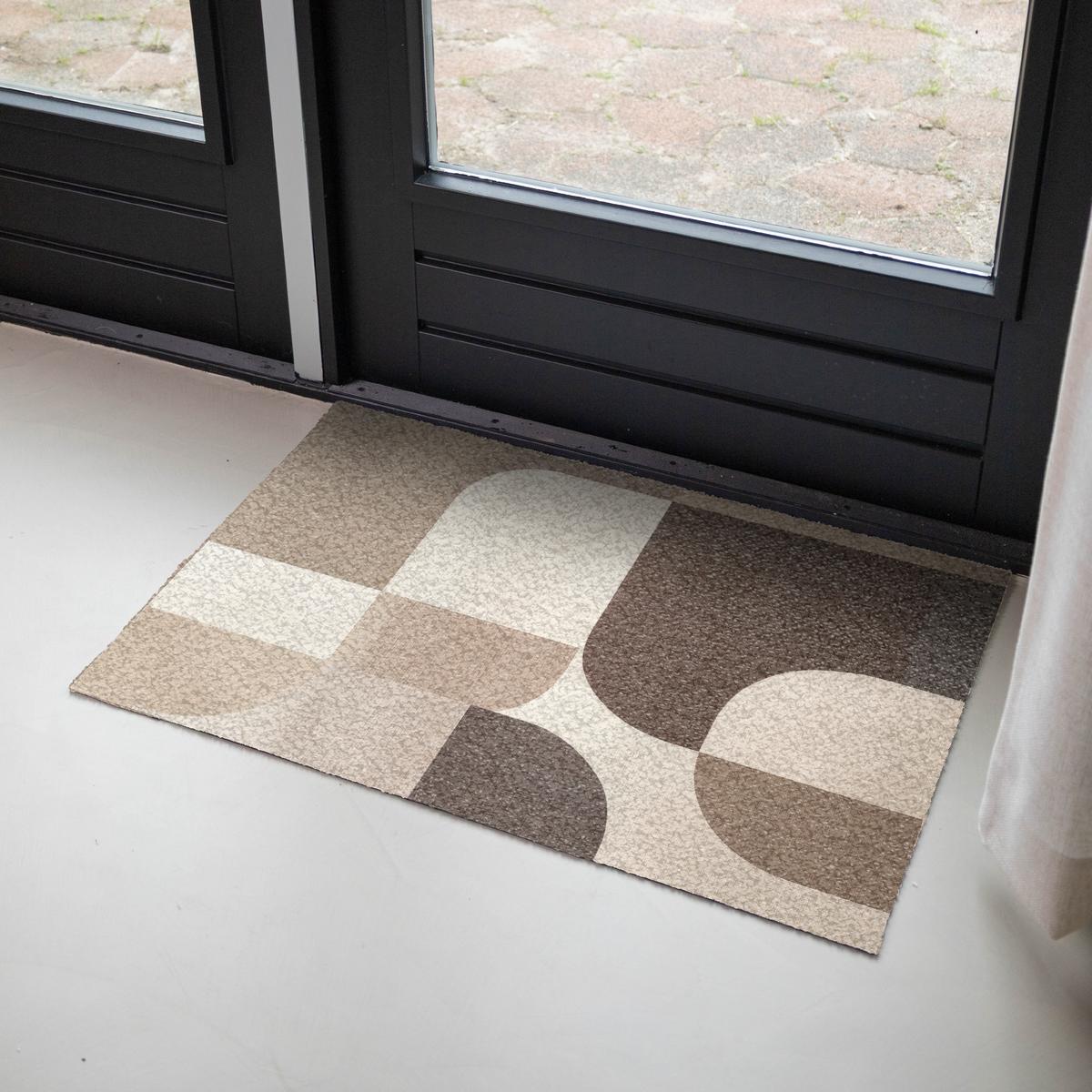 FUSSMATTE Geometrisch - Gewebte Struktur - Modern Fußabtreter 90x60 cm - Beige, Kunststoff (90/0.4cm) - MuchoWow