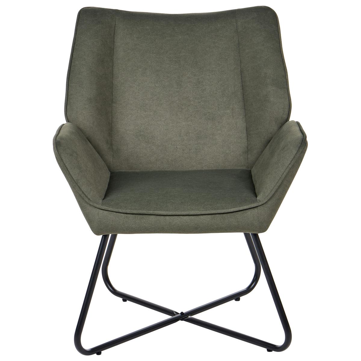 SESSEL Samtstoff Dunkelgrün Gressela - Schwarz/Grün, Textil (67/87/67cm) - Beliani
