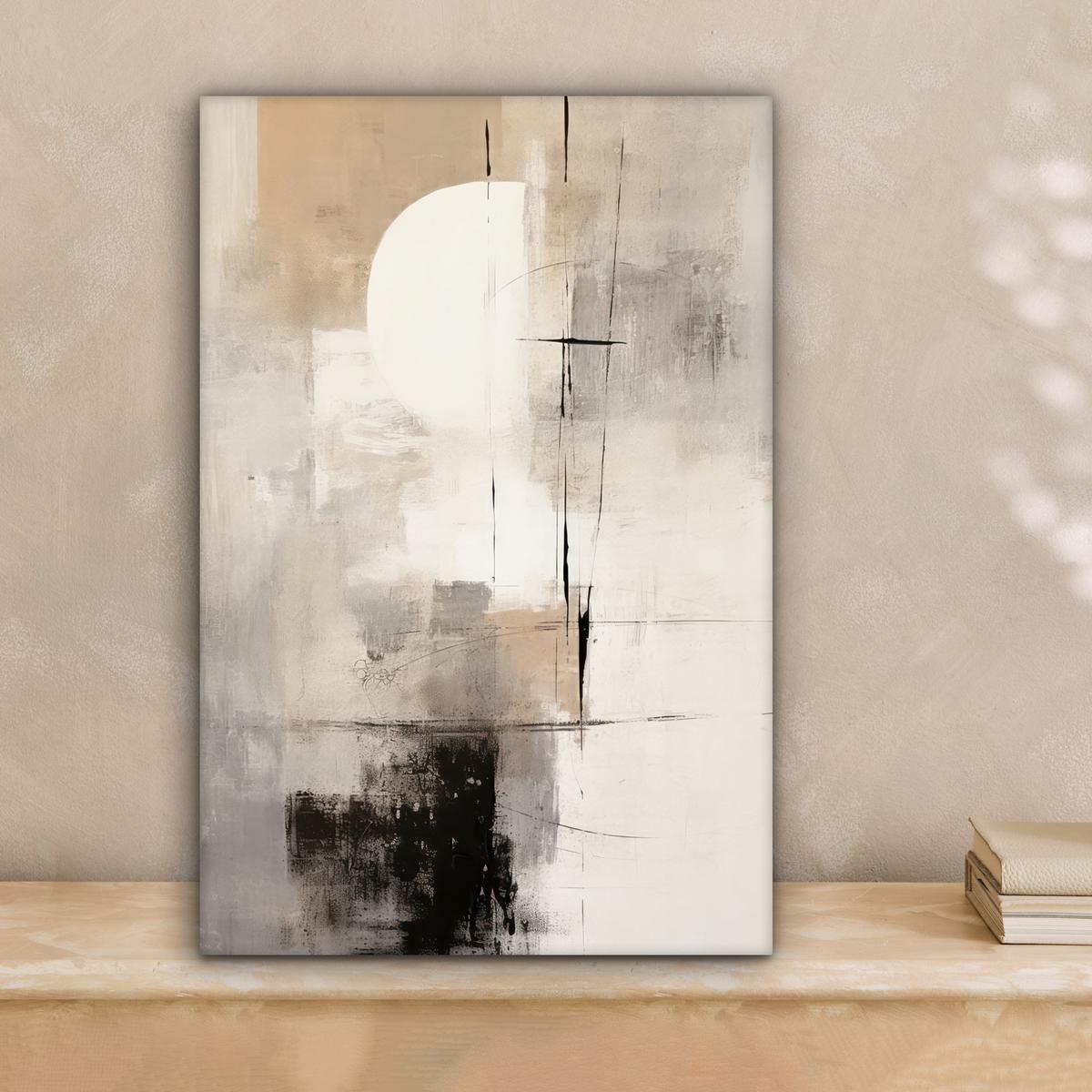 LEINWANDBILD Abstrakt - Kunst - Grau Deko Wohnzimmer 20x30 cm - Hellgrau, Textil (20/30cm) - MuchoWow