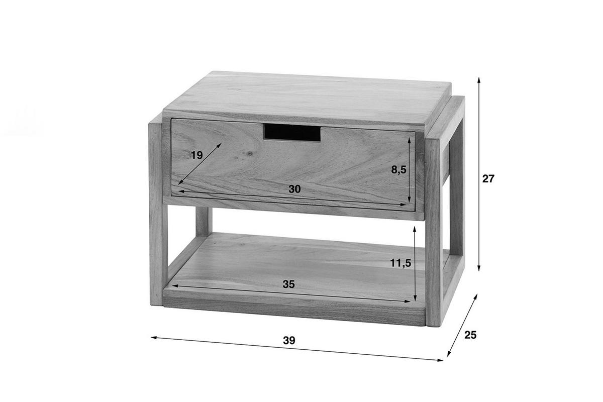 NACHTTISCH HOLYA Holz Akazie - Zwetschgeholzfarben, Holz (39/27/25cm) - KAWOLA