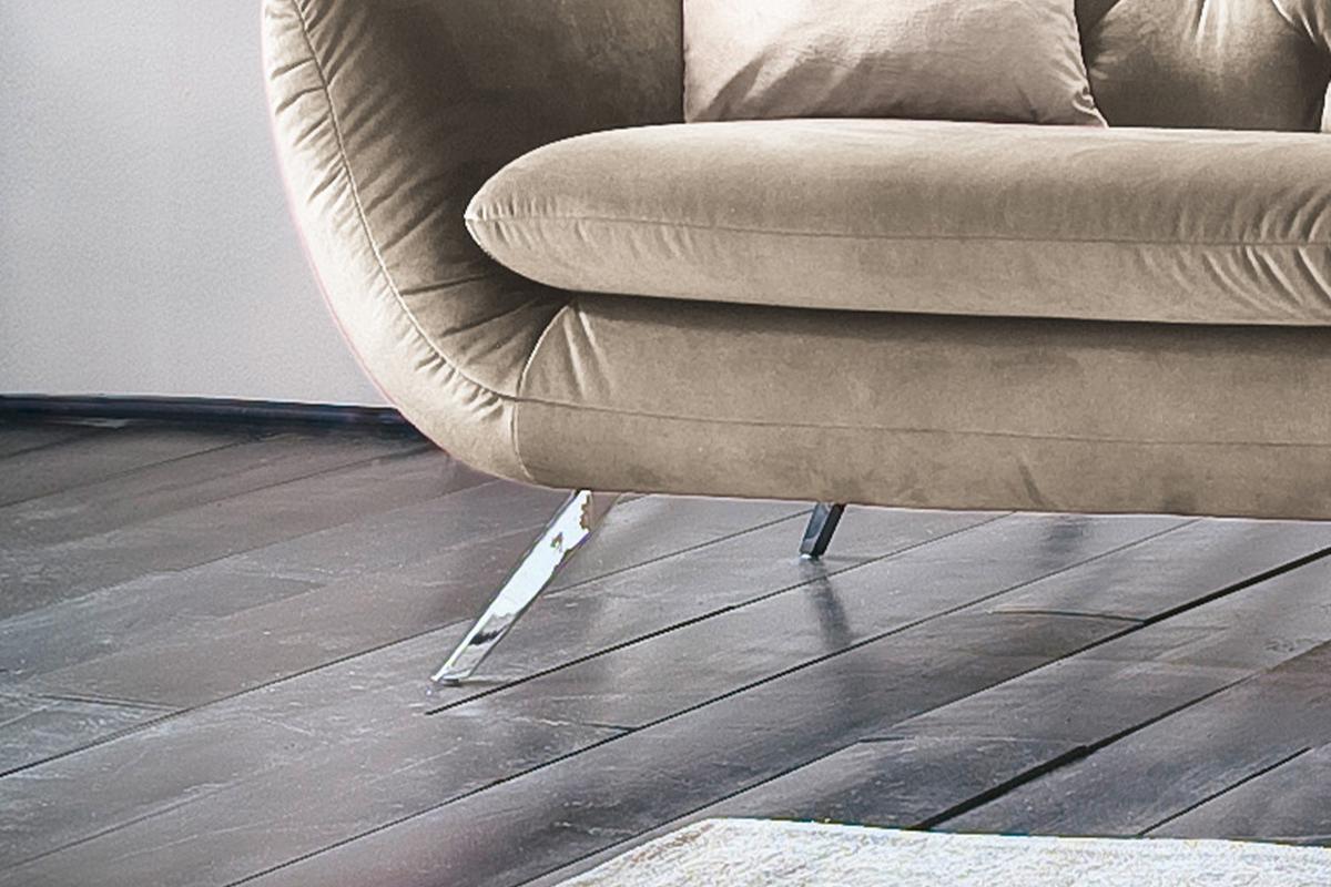 SOFA CHARME Braun Velvet - Silberfarben/Braun, Textil/Metall (200/94/95cm) - KAWOLA