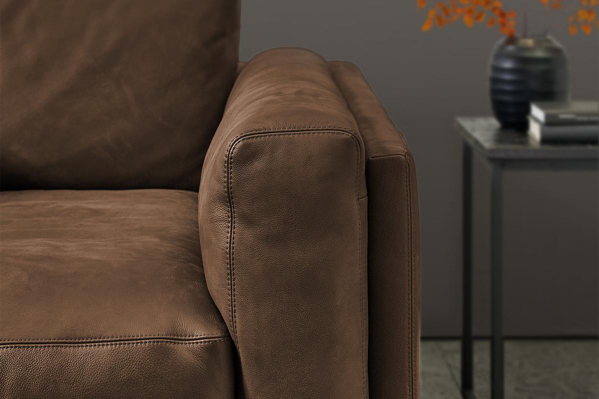 BIG SOFA RAINA Braun Leder - Schwarz/Braun, Leder/Kunststoff (294/85/150cm) - KAWOLA