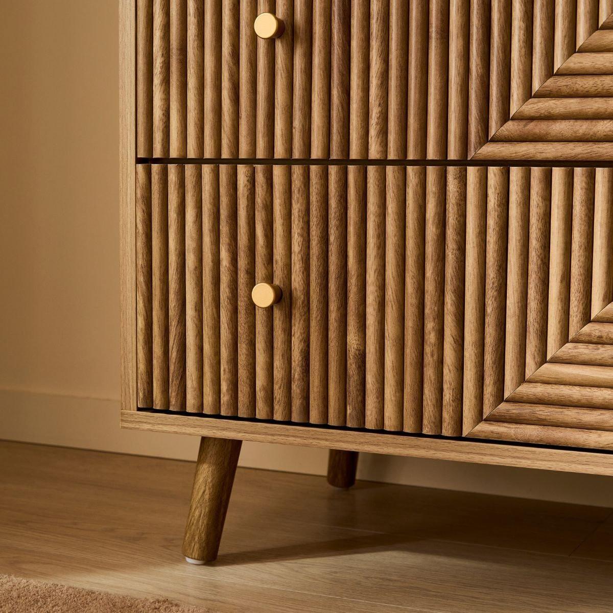 KOMMODE mit 3 Schubladen und Lamellenfronten - Eden 80/40/75 cm - Apfelbaumfarben, Holzwerkstoff (40/75/80cm) - Calicosy